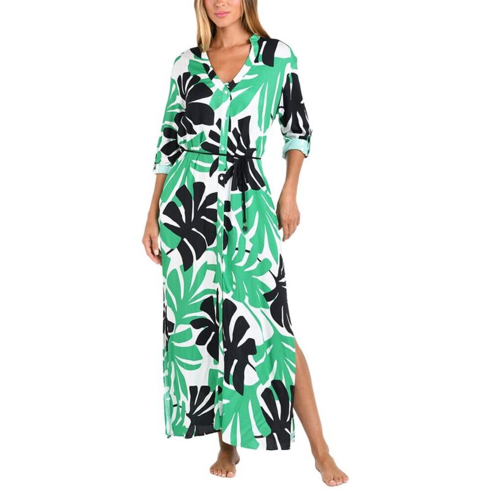 Sunshine 79 Womens Monstera Maxi Dress W Pockets